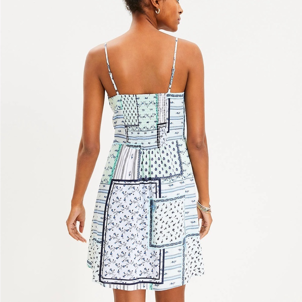 LOFT Blue and Green Patchwork Cami Mini Dress NWT - image 7